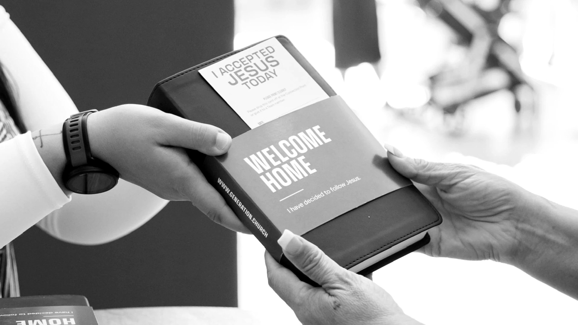 An open Bible on a table